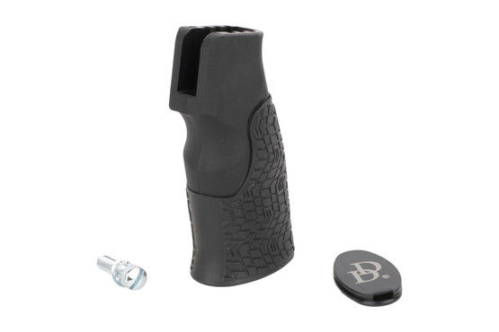 Daniel Defense overmolded AR15 pistol grip in black has a more vertical angle for optimal ergonomics